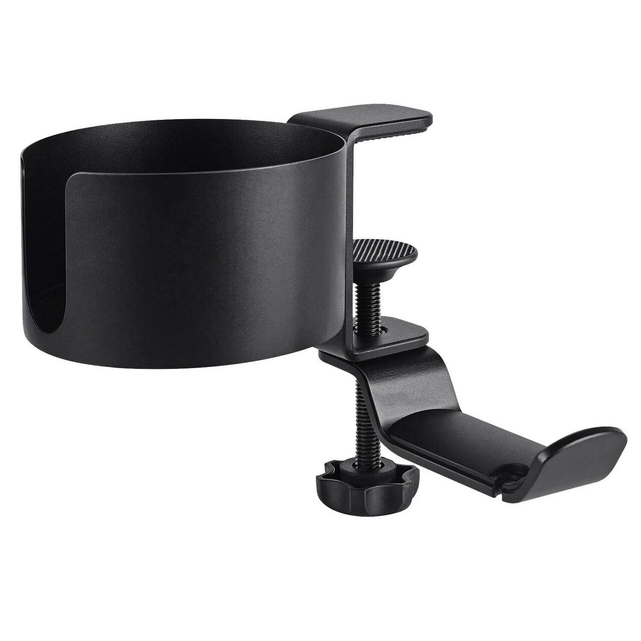 2-In-1 Desk Cup Holder Anti-spill Cup Holder 360° Rotating Headphone Hanger Desk